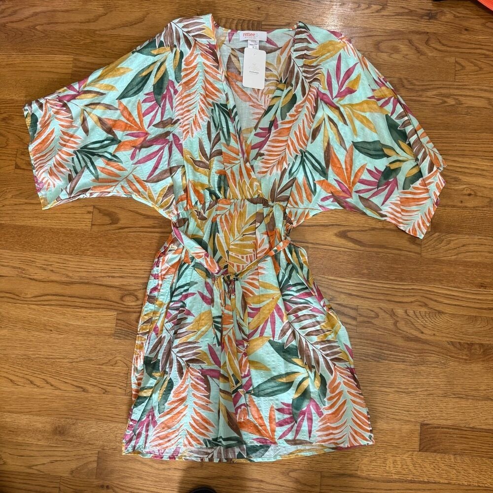 RENEE C. Tropical Kimono Dress Large - Picture 2 of 5